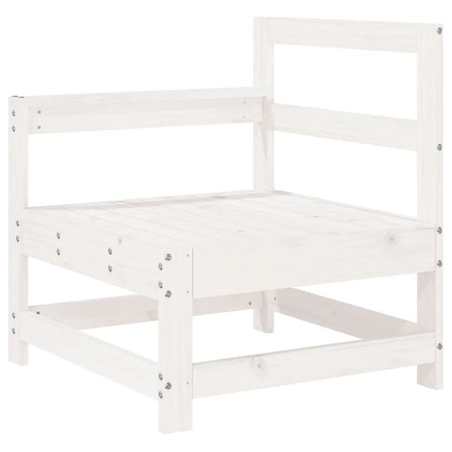 Salon de jardin 3 pcs blanc bois massif de pin - 5