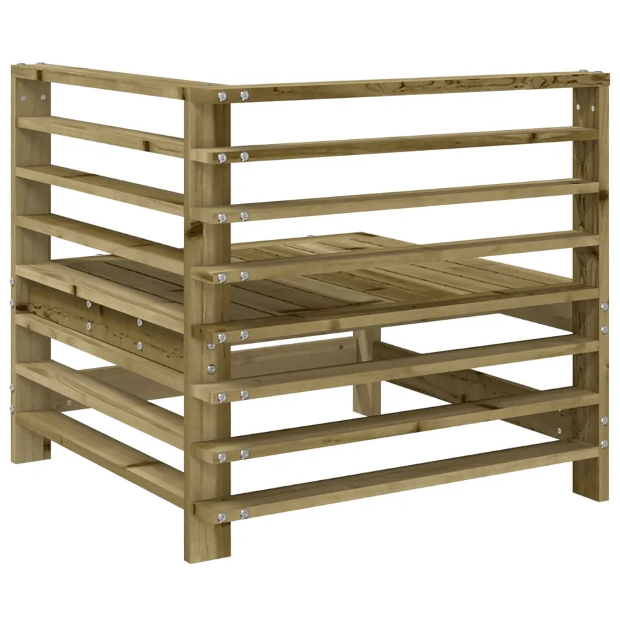 Canapé d'angle de jardin bois de pin imprégné - 4