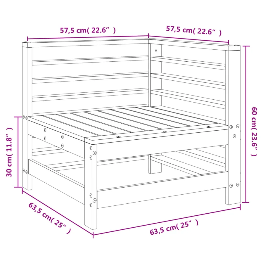 Canapé d'angle de jardin bois de pin imprégné - 7