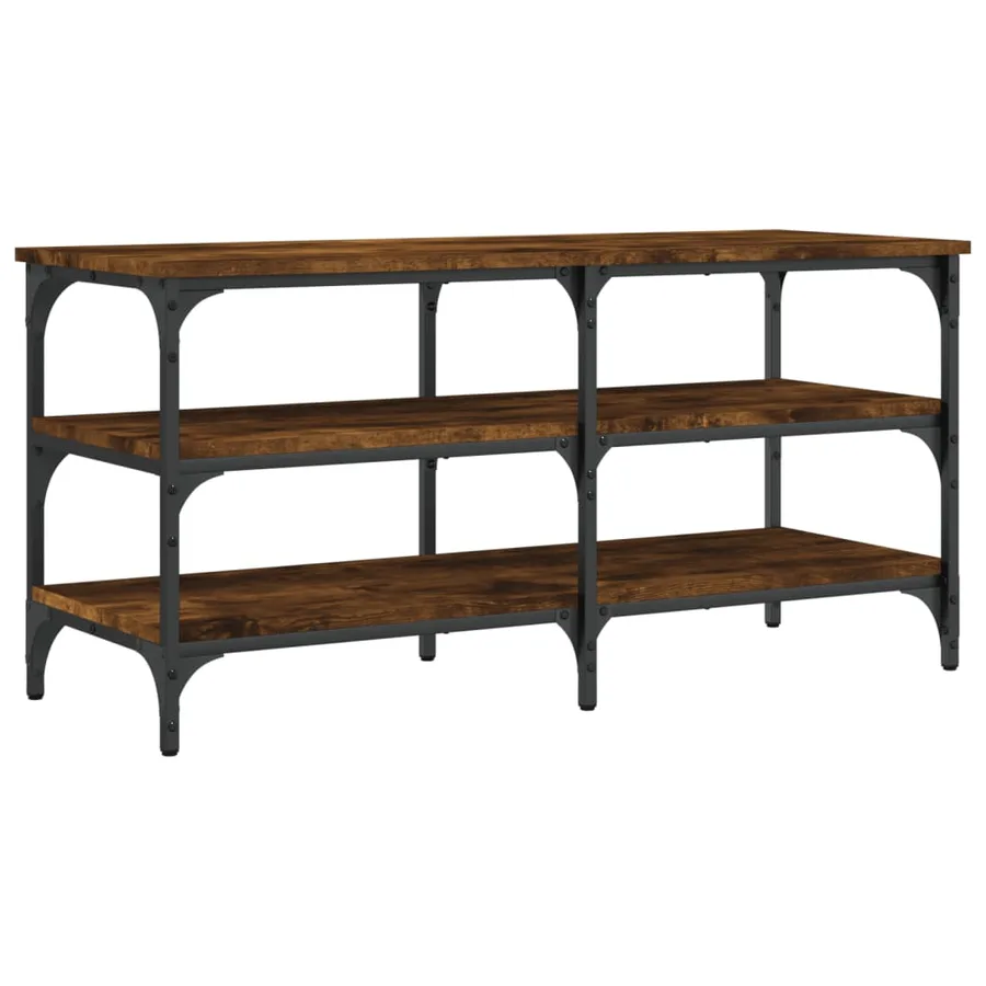 Banc à chaussures chêne fumé 100x38,5x49 cm bois d'ingénierie - 2