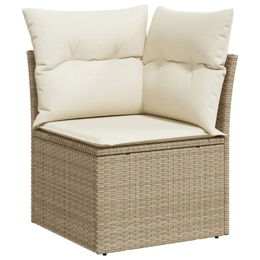 Salon de jardin 11 pcs avec coussins beige résine tressée - 4