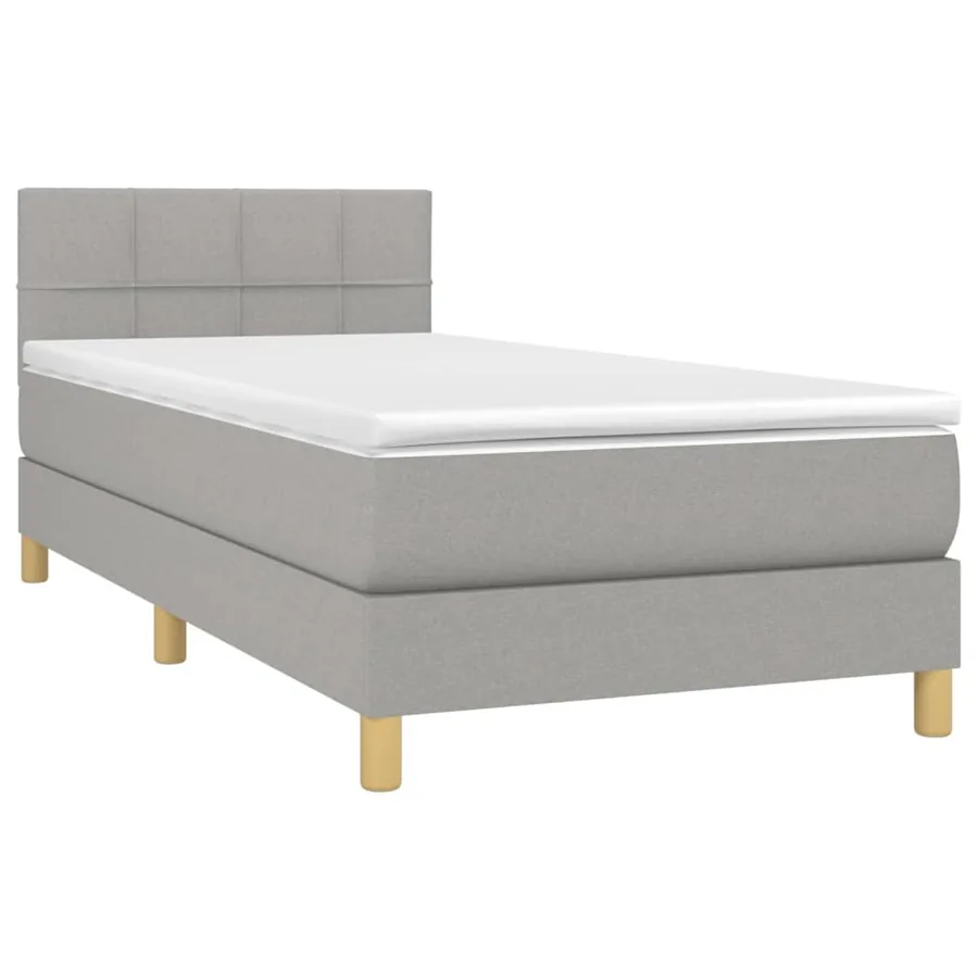 Sommier à lattes de lit avec matelas Gris clair 100x200cm Tissu - 3
