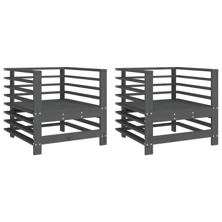 Chaises de jardin lot de 2 gris bois massif de pin - 2