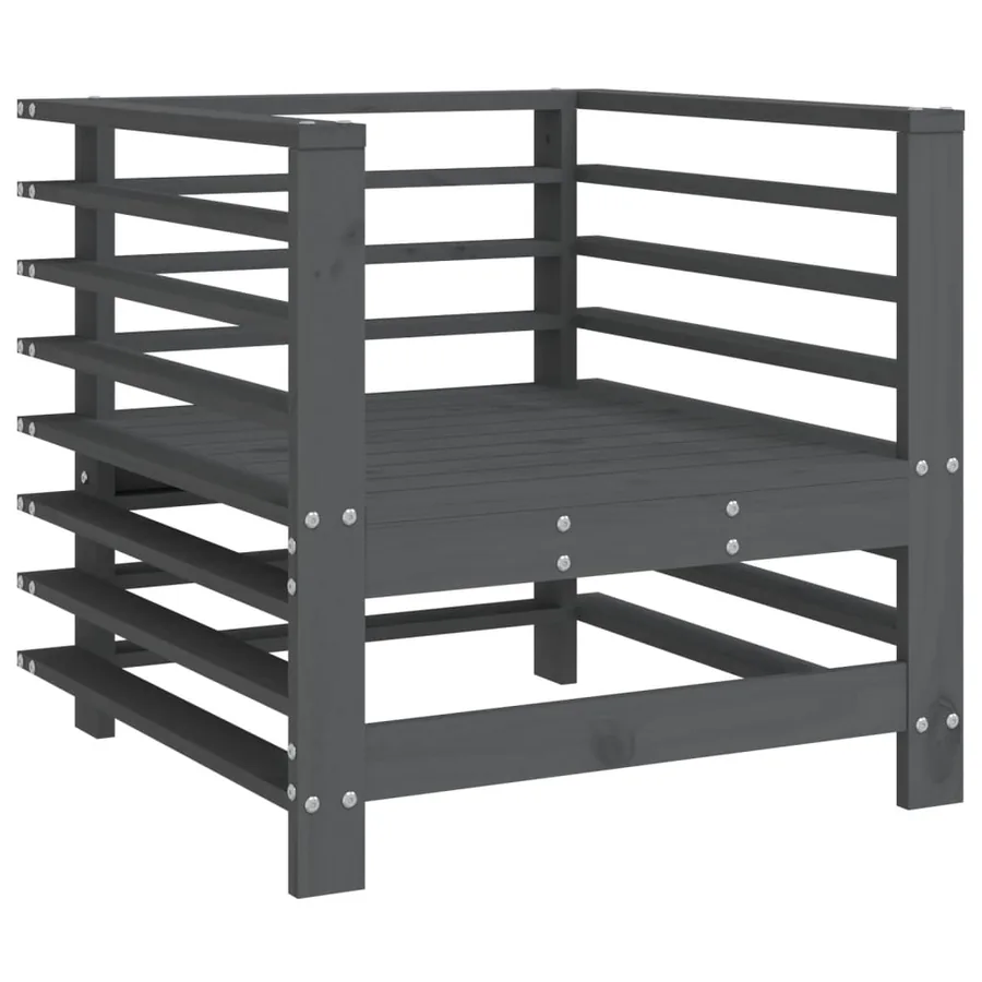 Chaises de jardin lot de 2 gris bois massif de pin - 3