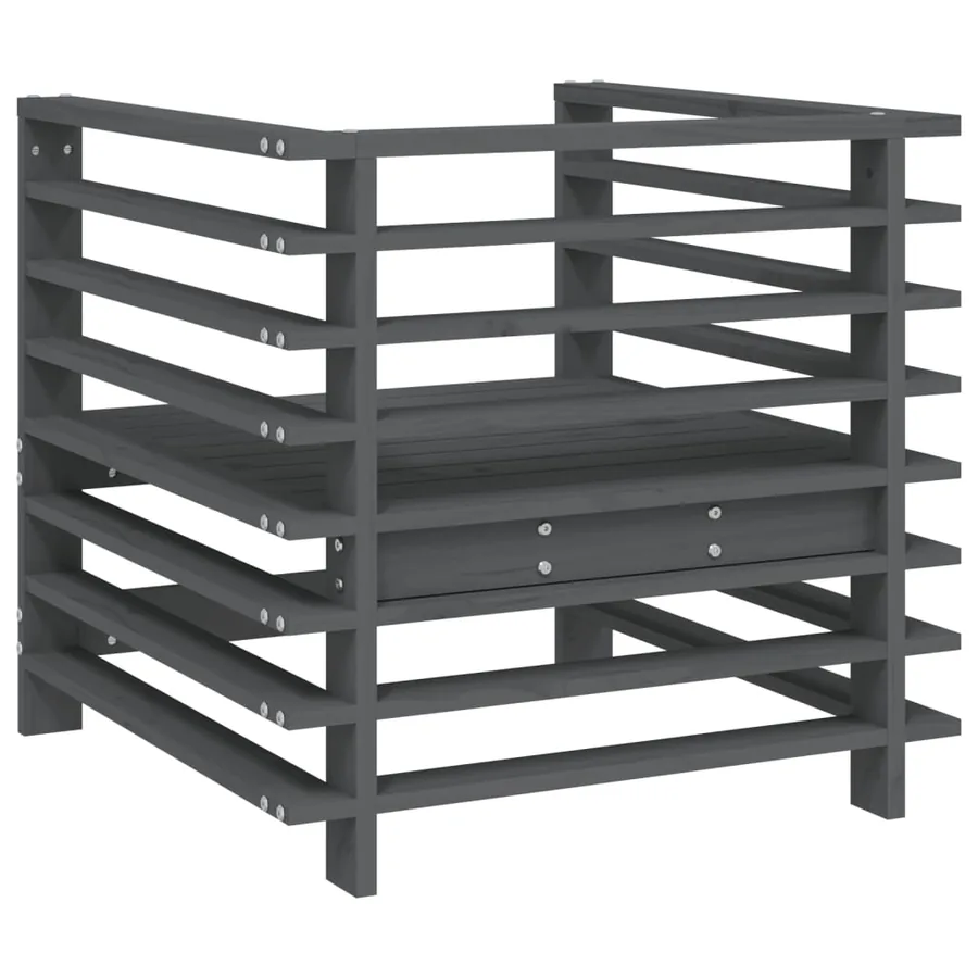 Chaises de jardin lot de 2 gris bois massif de pin - 5