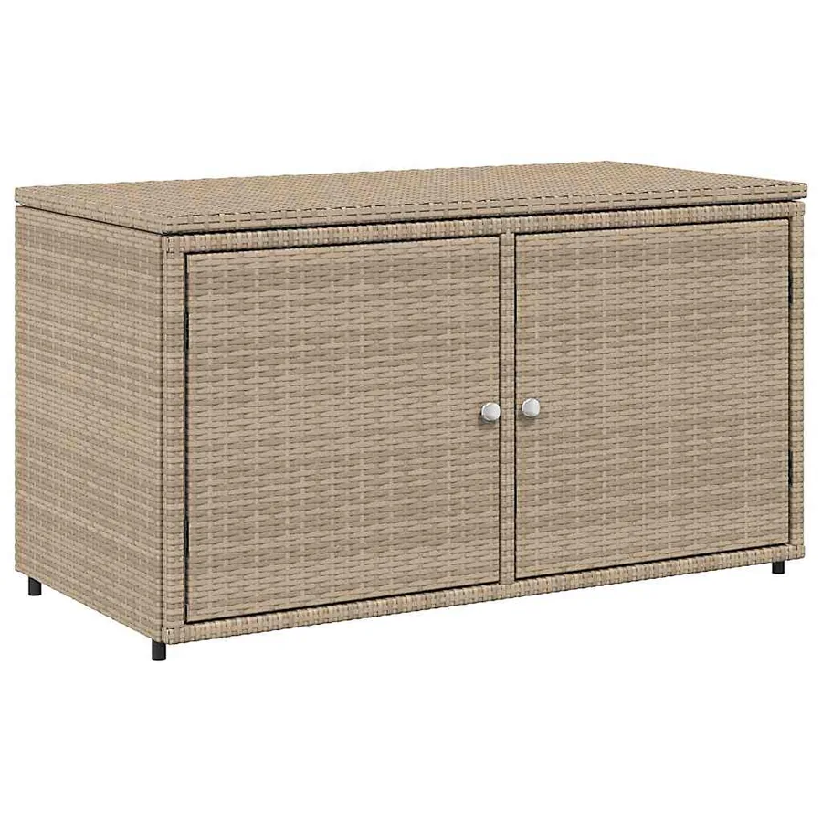 Armoire de rangement jardin beige 110x55x60,5 cm résine tressée - 2