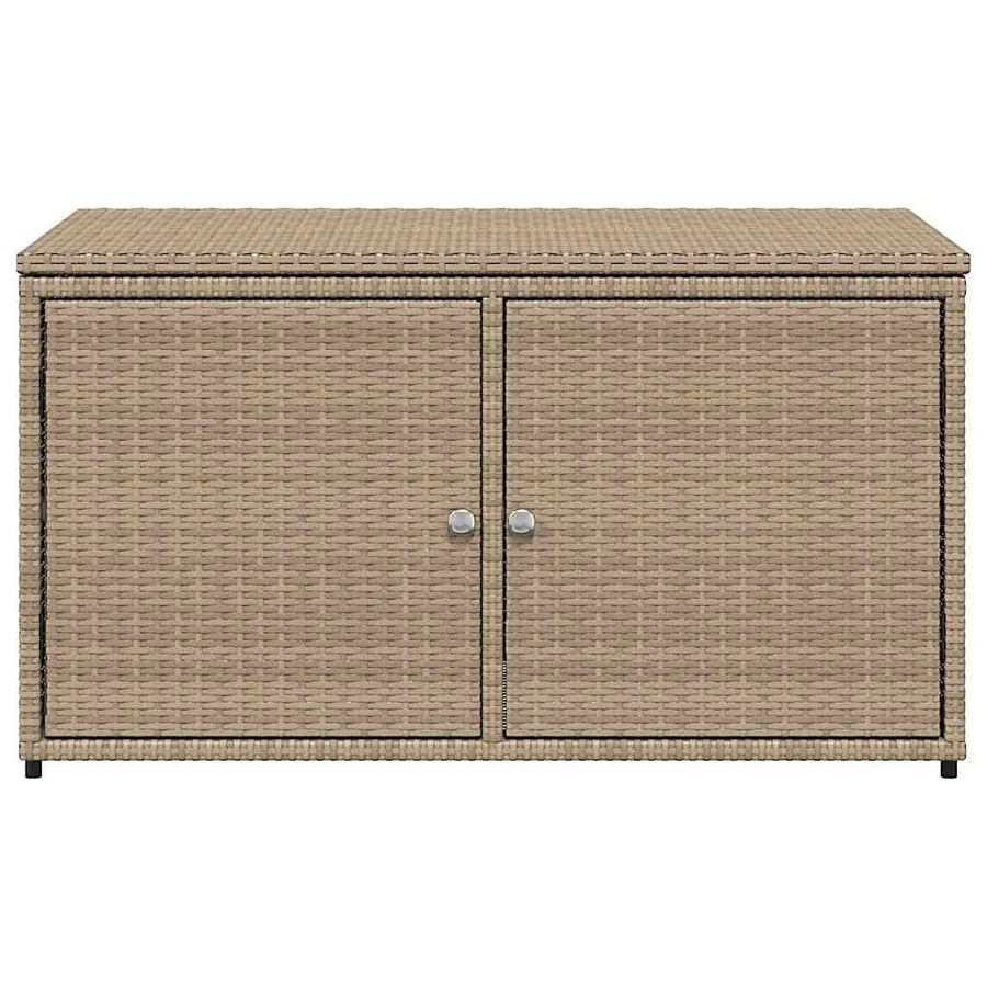 Armoire de rangement jardin beige 110x55x60,5 cm résine tressée - 6