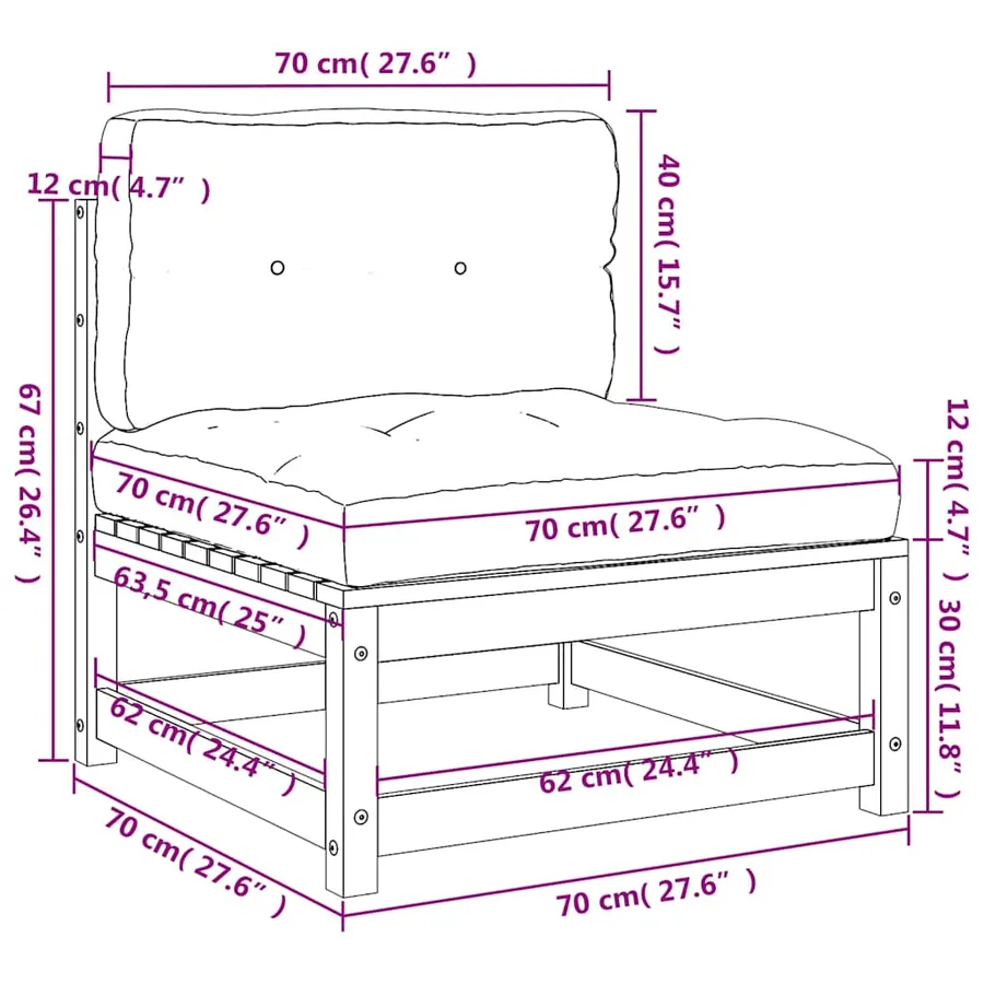 Canapé de jardin sans accoudoirs coussins bois massif douglas - 9