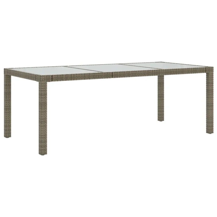 Table de jardin Gris 190x90x75 cm Verre trempé/résine tressée - 2