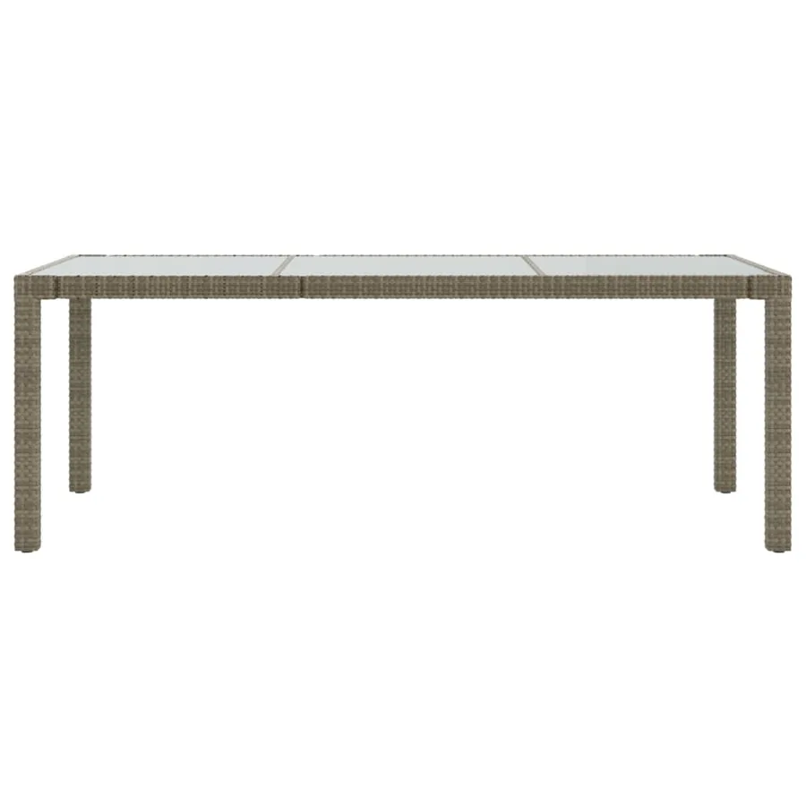 Table de jardin Gris 190x90x75 cm Verre trempé/résine tressée - 3