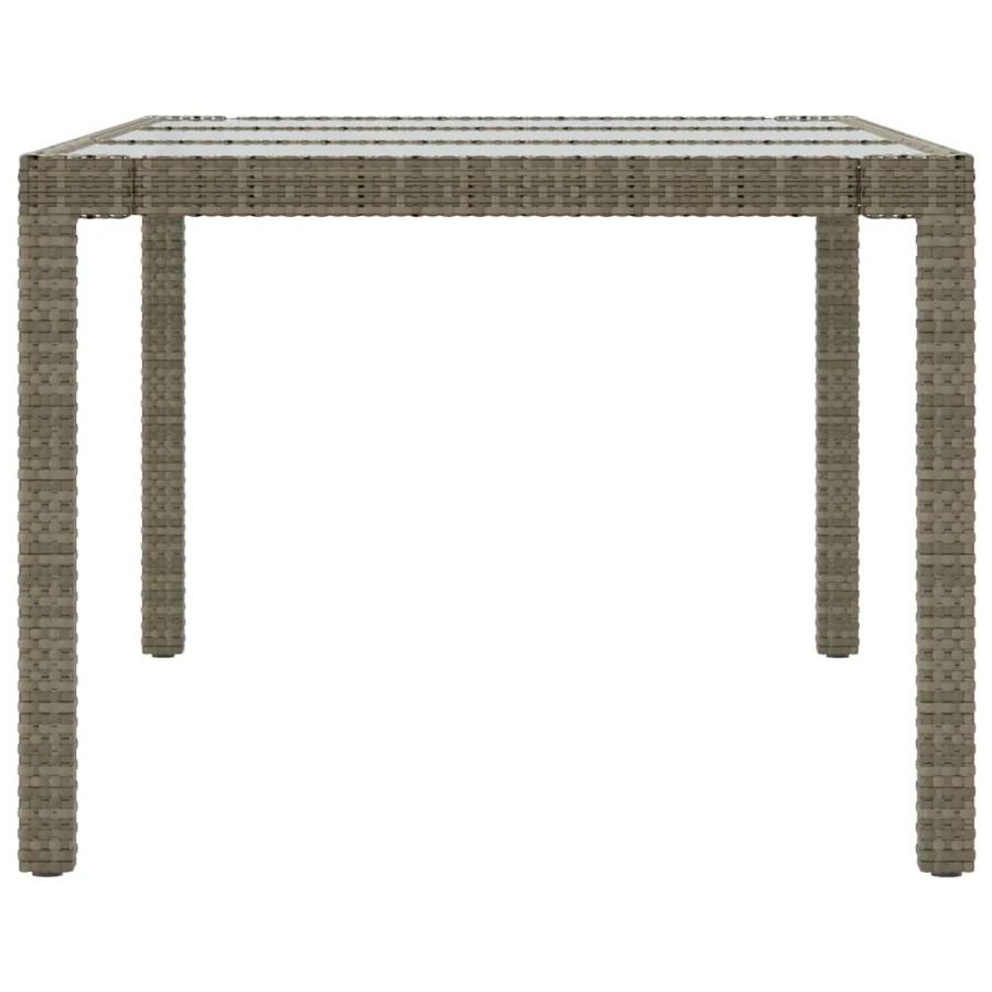 Table de jardin Gris 190x90x75 cm Verre trempé/résine tressée - 4