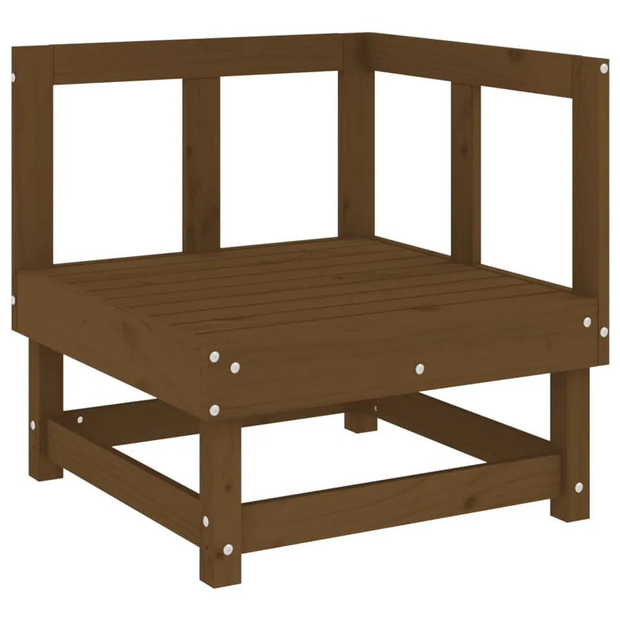 Canapé d'angle de jardin marron miel bois de pin solide - 2