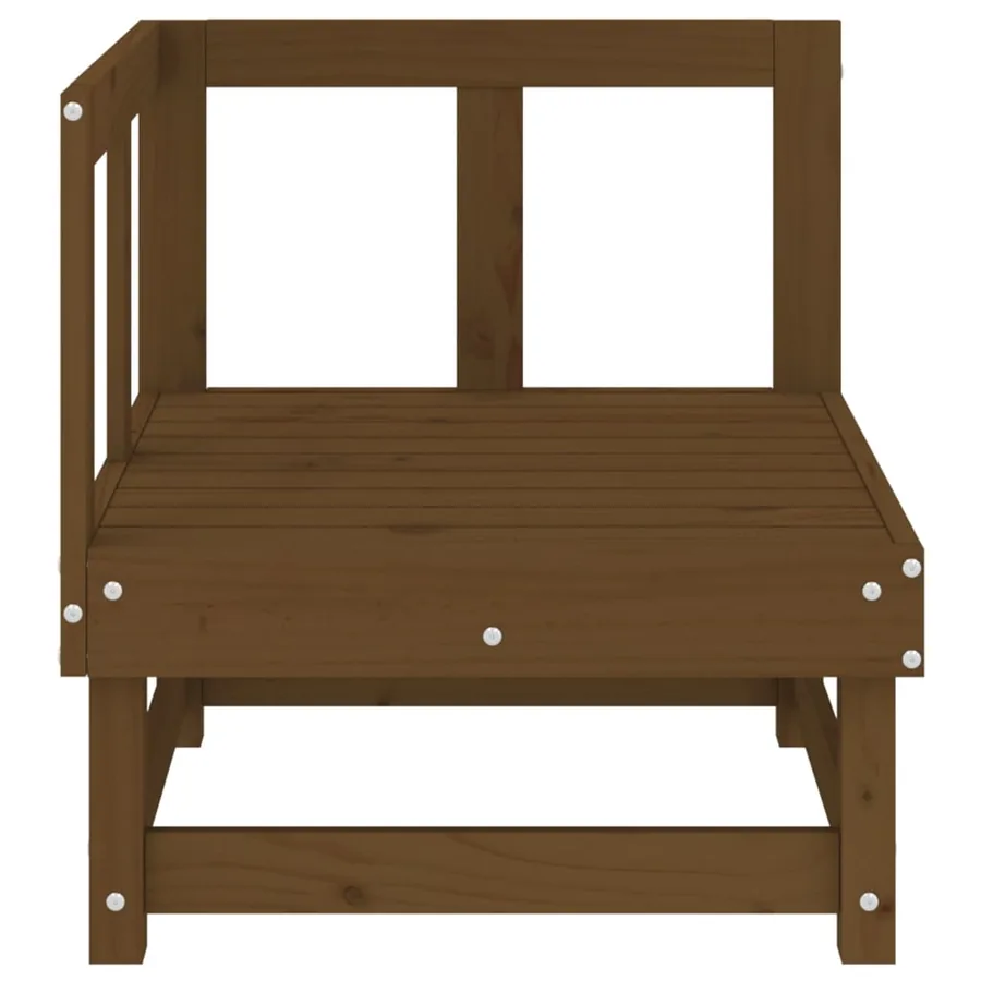 Canapé d'angle de jardin marron miel bois de pin solide - 3