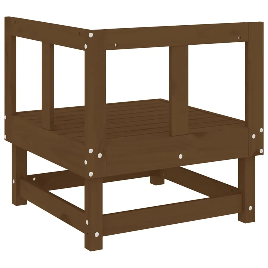 Canapé d'angle de jardin marron miel bois de pin solide - 4