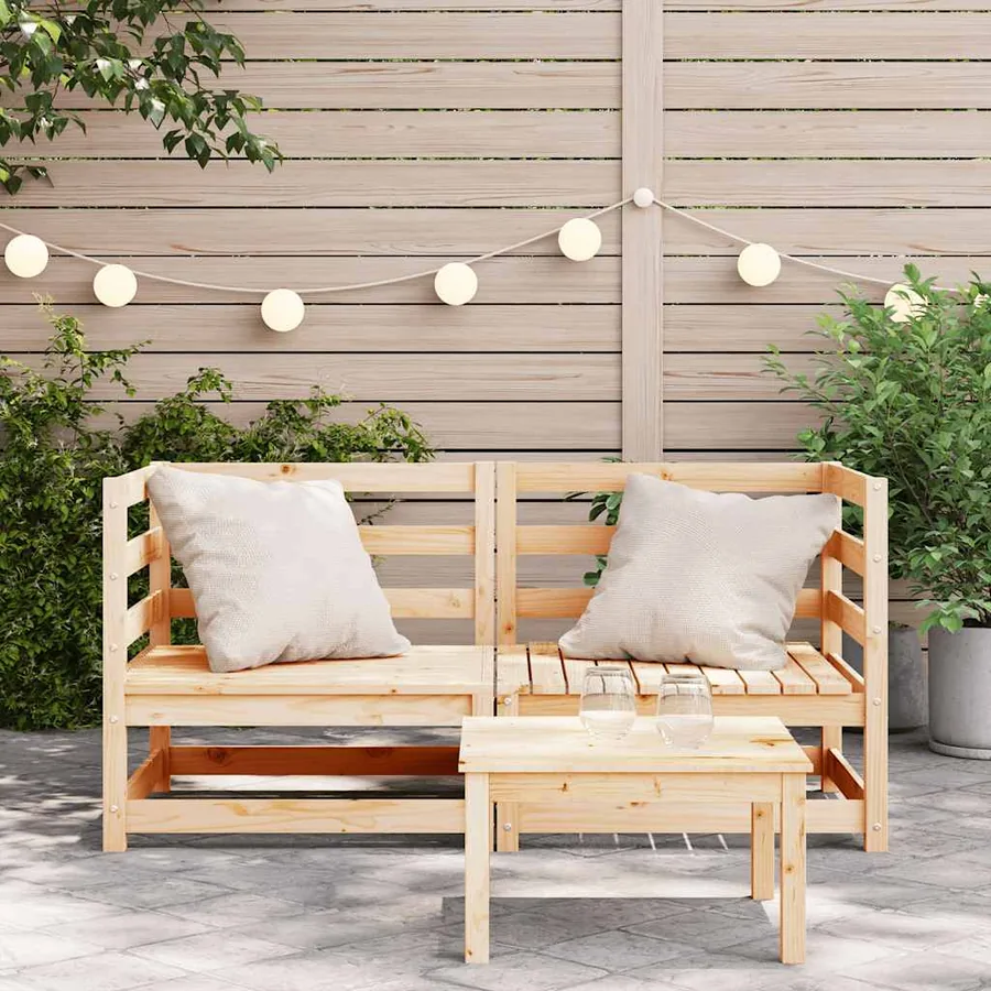 Canapés d'angle de jardin 2 pcs 70x70x67 cm bois de pin massif - 3