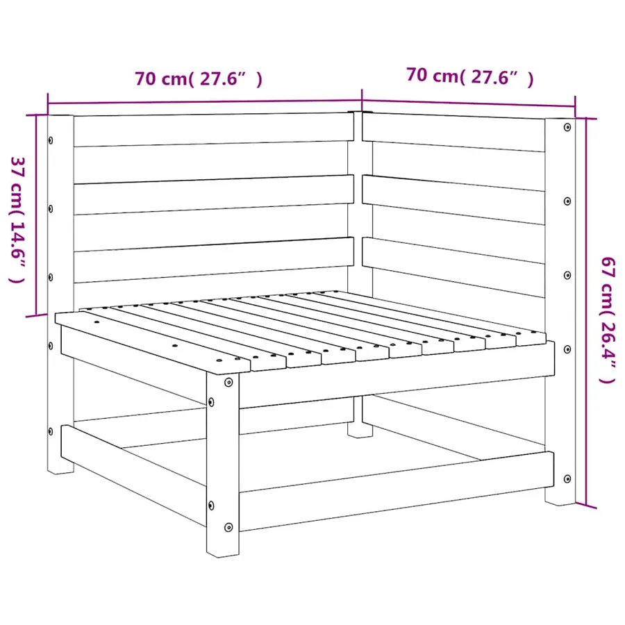 Canapés d'angle de jardin 2 pcs 70x70x67 cm bois de pin massif - 9