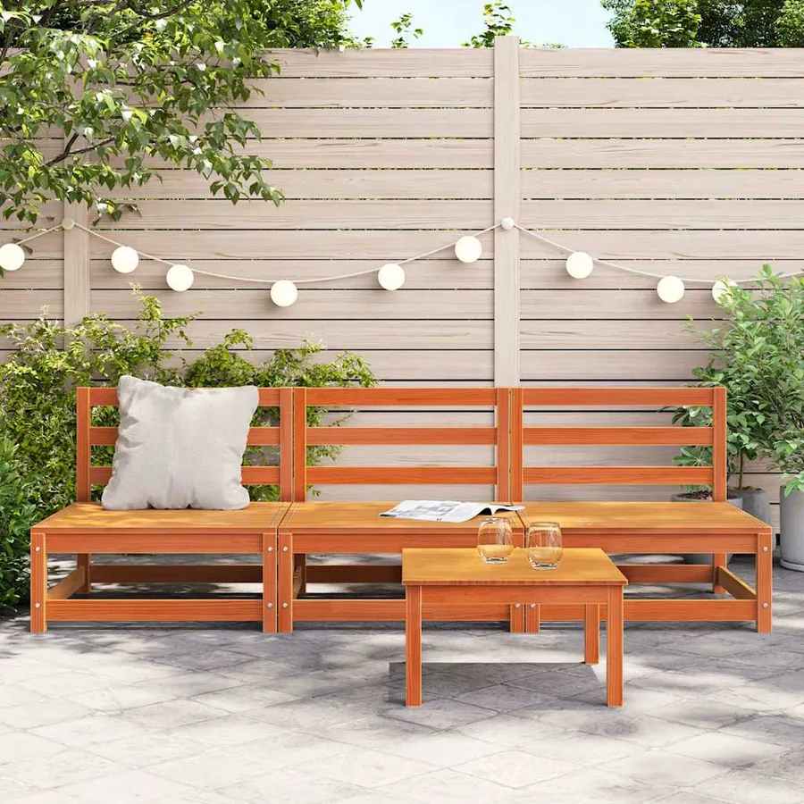Canapés de jardin cire marron 2 pcs bois de pin massif - 3