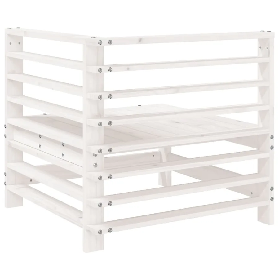 Canapés d'angle de jardin 2 pcs blanc bois de pin massif - 5