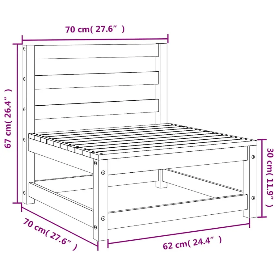 Canapés de jardin sans accoudoirs 2 pcs bois massif douglas - 10