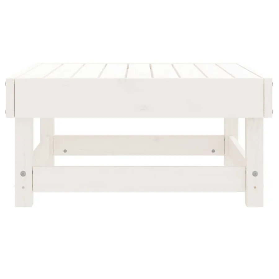 Repose-pied de jardin blanc bois de pin massif - 6
