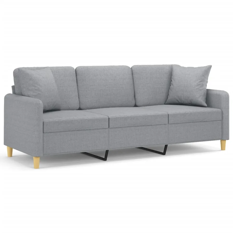 Canapé 3 places avec oreillers gris clair 180 cm tissu - 2