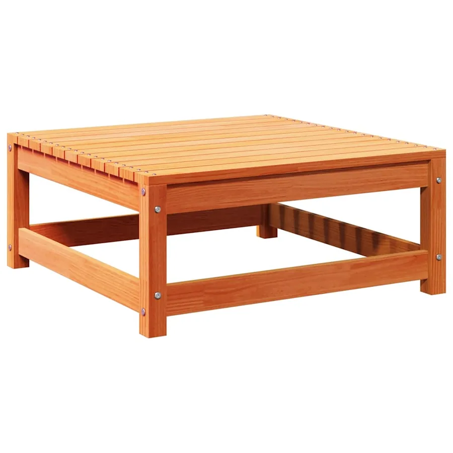 Repose-pied de jardin cire marron 70x70x30cm bois de pin massif - 2