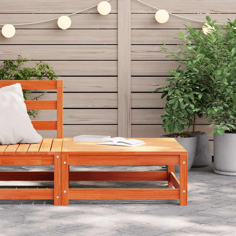 Repose-pied de jardin cire marron 70x70x30cm bois de pin massif - 3