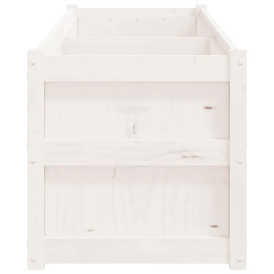 Jardinière blanc 180x50x50 cm bois de pin massif - 6