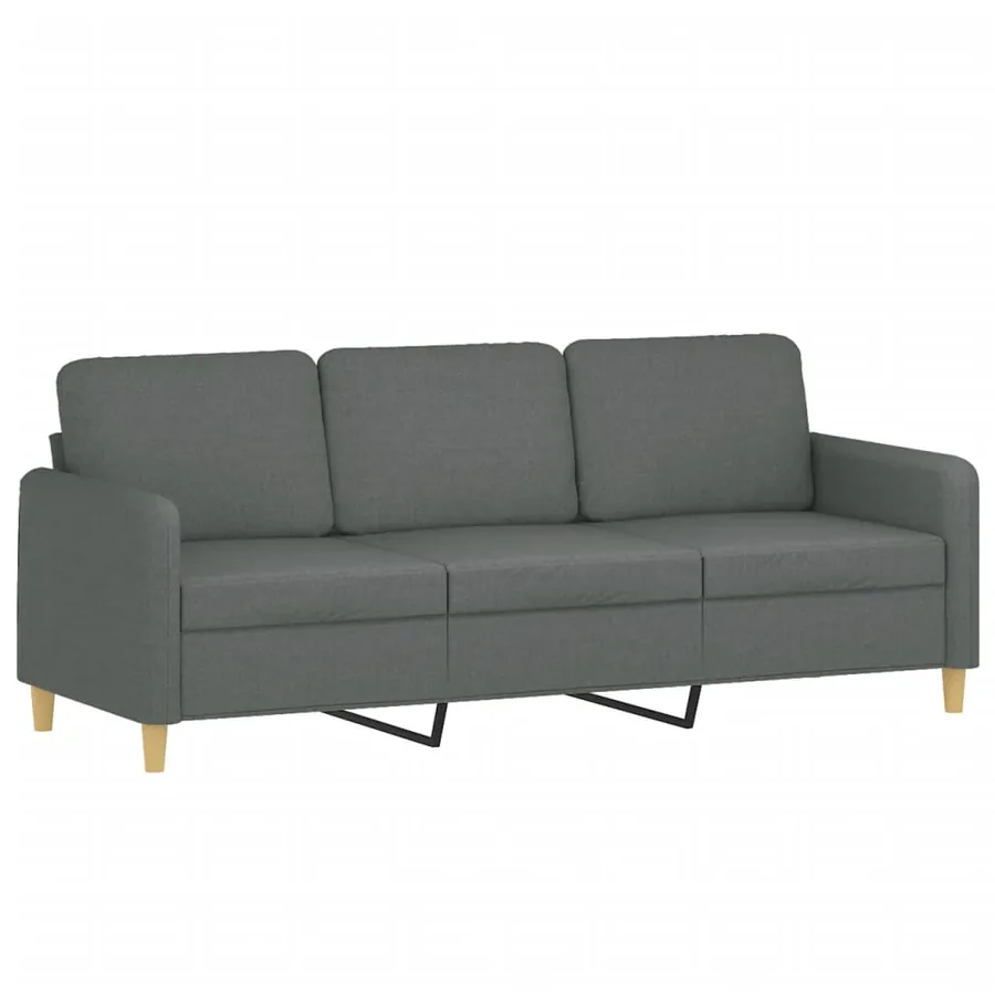 Canapé à 3 places avec repose-pieds Gris foncé 180 cm Tissu - 4