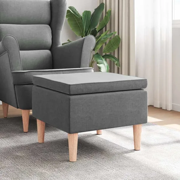 Tabouret avec pieds en bois Gris foncé Tissu