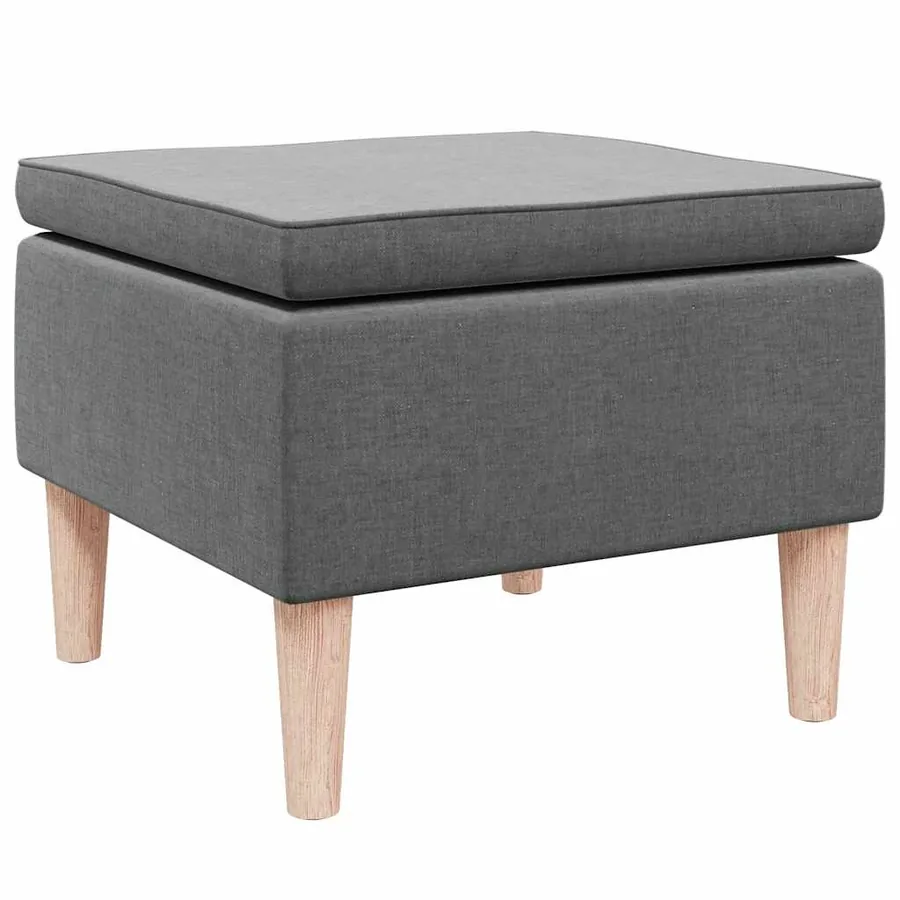 Tabouret avec pieds en bois Gris foncé Tissu - 4