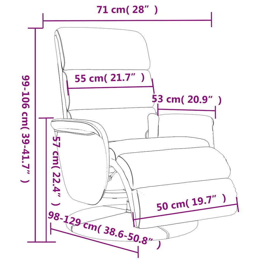 Fauteuil inclinable de massage repose-pieds marron similicuir - 11