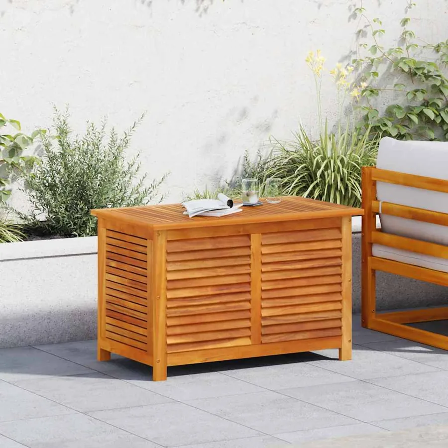 Boîte de rangement de jardin persiennes 90x50x56 cm bois acacia - 3