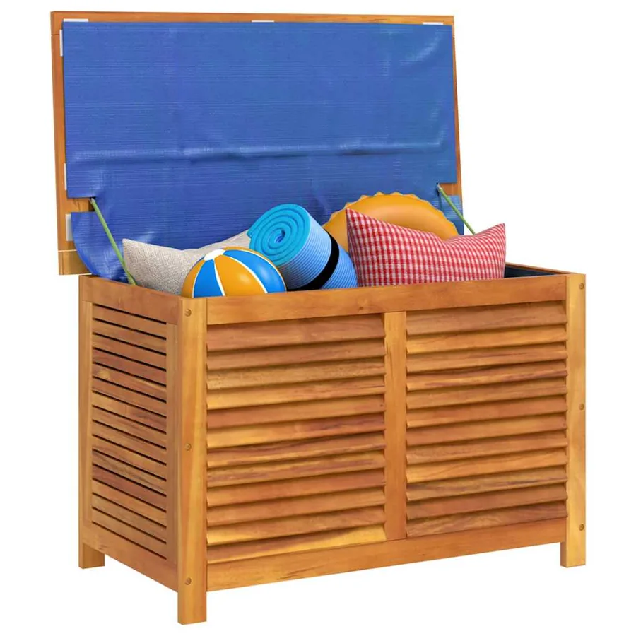 Boîte de rangement de jardin persiennes 90x50x56 cm bois acacia - 5