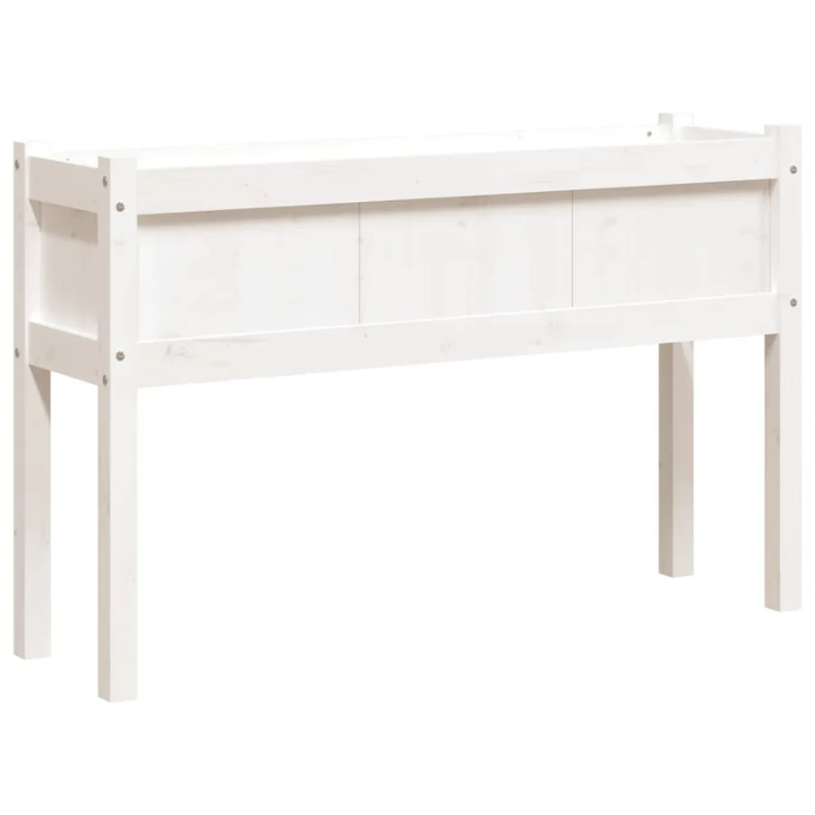 Jardinières avec pieds blanc 110x31x70 cm bois de pin massif - 2