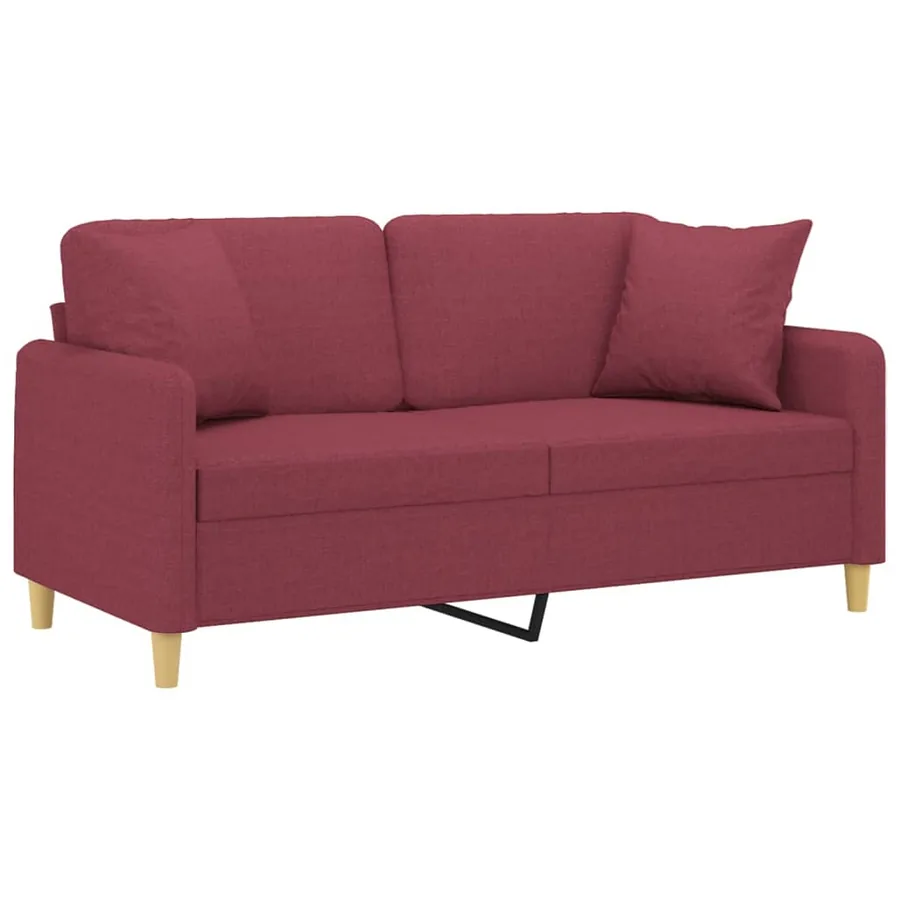 Canapé 2 places avec oreillers bordeaux 140 cm tissu - 3