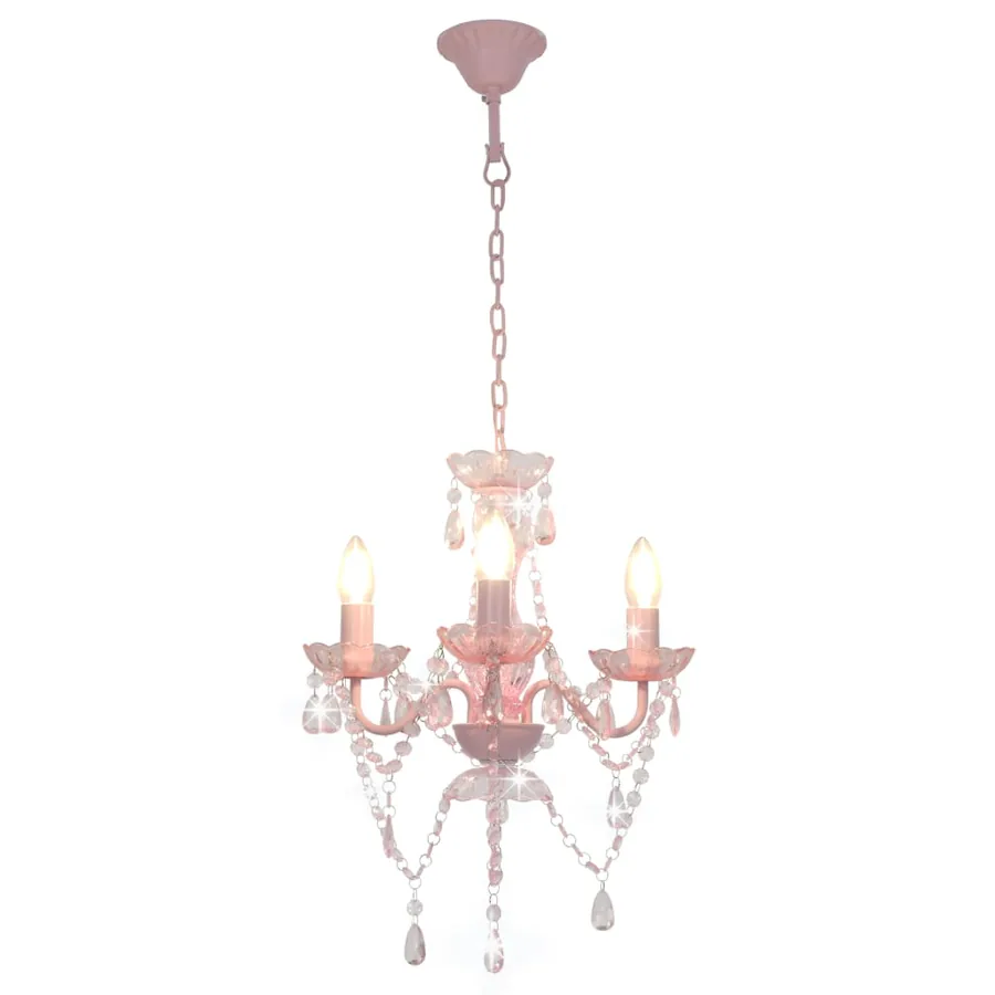 Lustre avec perles Rose Rond 3 x E14 - 2