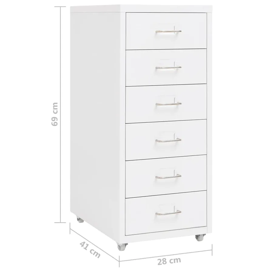 Classeur mobile Blanc 28x41x69 cm Métal - 8