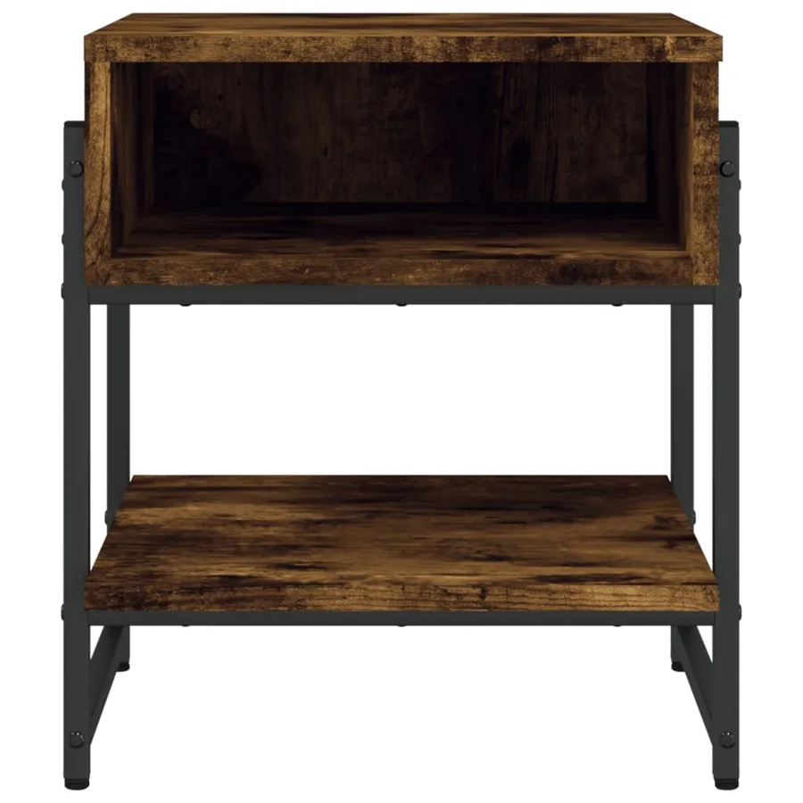 Table basse chêne fumé 40x40x45 cm bois d'ingénierie - 5