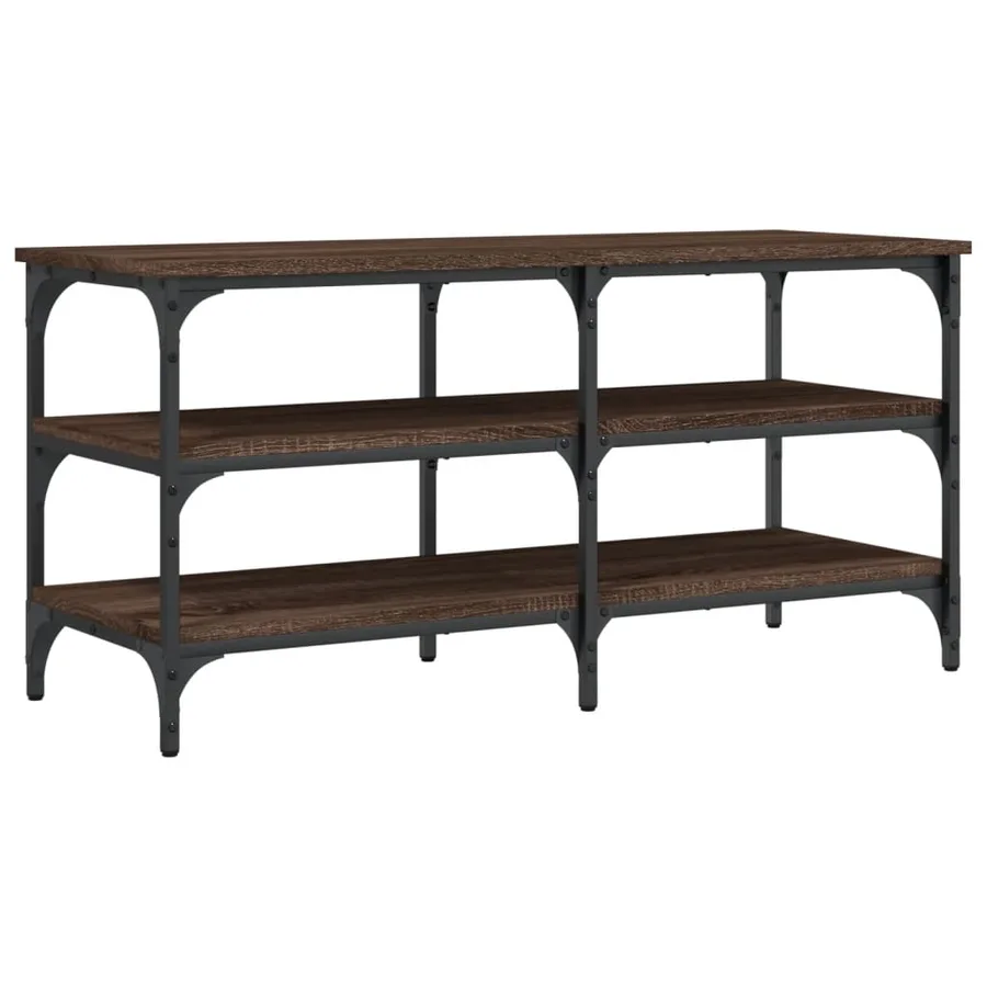 Banc à chaussures chêne marron 100x38,5x49 cm bois d'ingénierie - 2