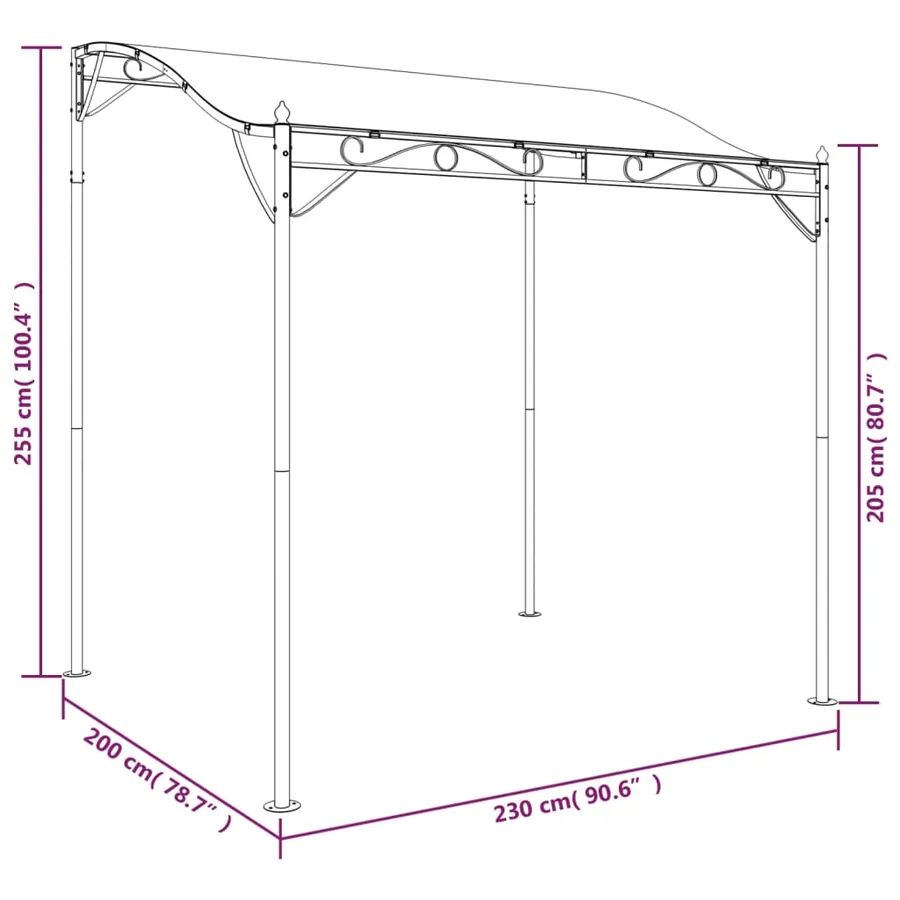 Auvent crème 2x2,3 m 180 g/m² tissu et acier - 8