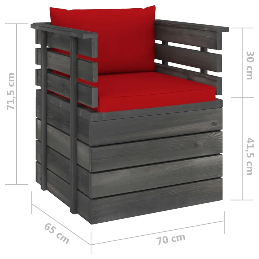 Fauteuil de jardin avec coussins Bois de pin - 7