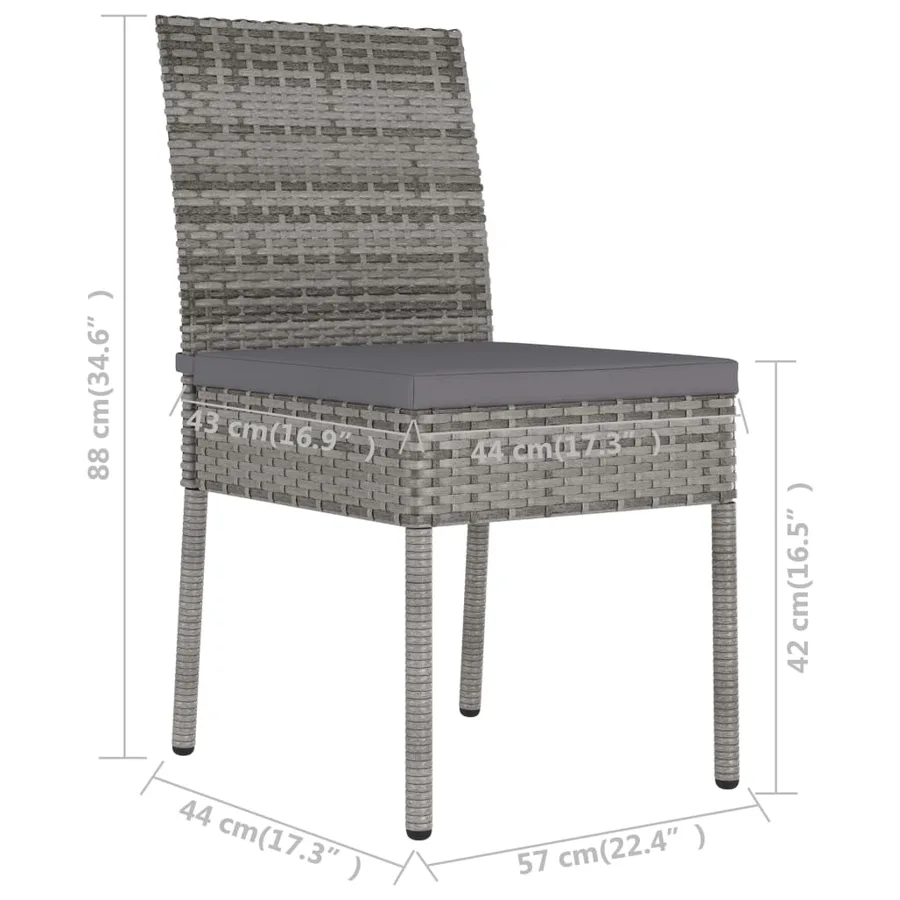 Ensemble à manger de jardin 5 pcs Résine tressée Gris - 12