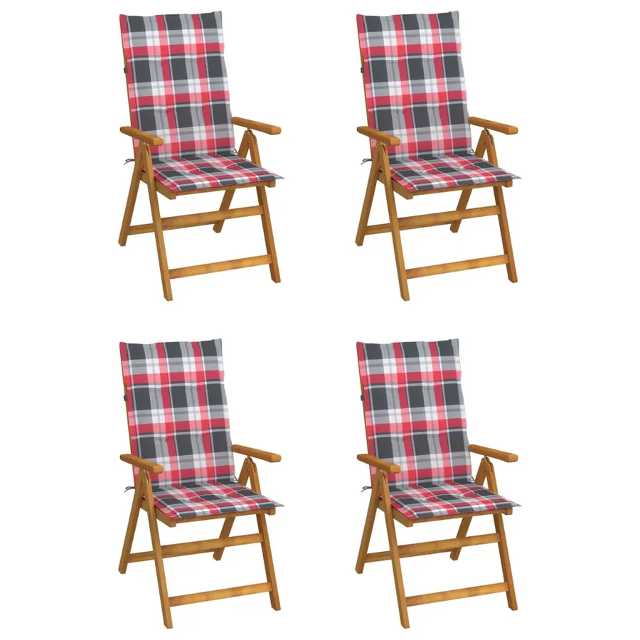 Chaises inclinables de jardin lot de 4 et coussins Bois acacia