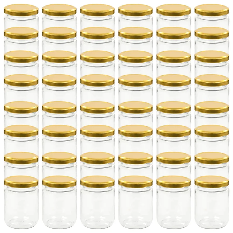 48 pcs Pots à confiture avec couvercle doré Verre 230 ml - 2