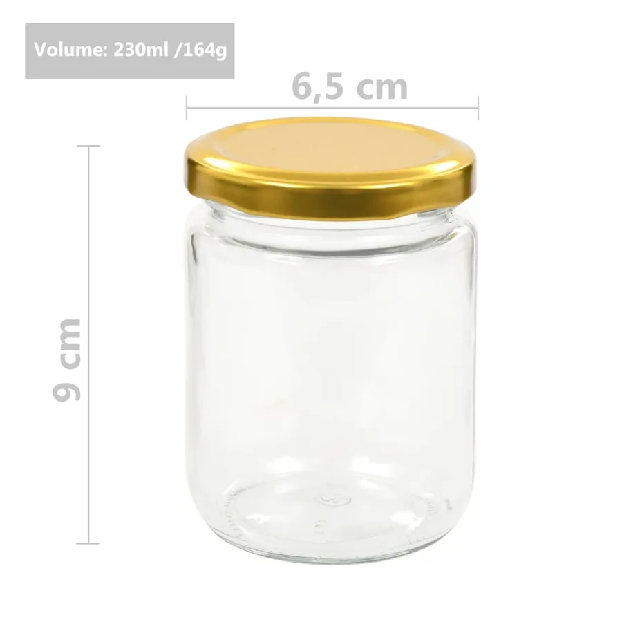 48 pcs Pots à confiture avec couvercle doré Verre 230 ml - 7
