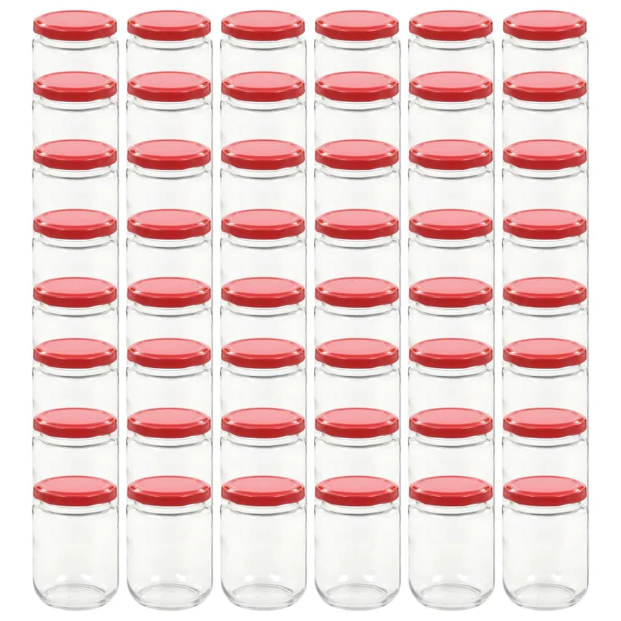 48 pcs Pots à confiture avec couvercle rouge Verre 230 ml - 2