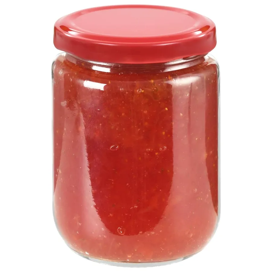 48 pcs Pots à confiture avec couvercle rouge Verre 230 ml - 3