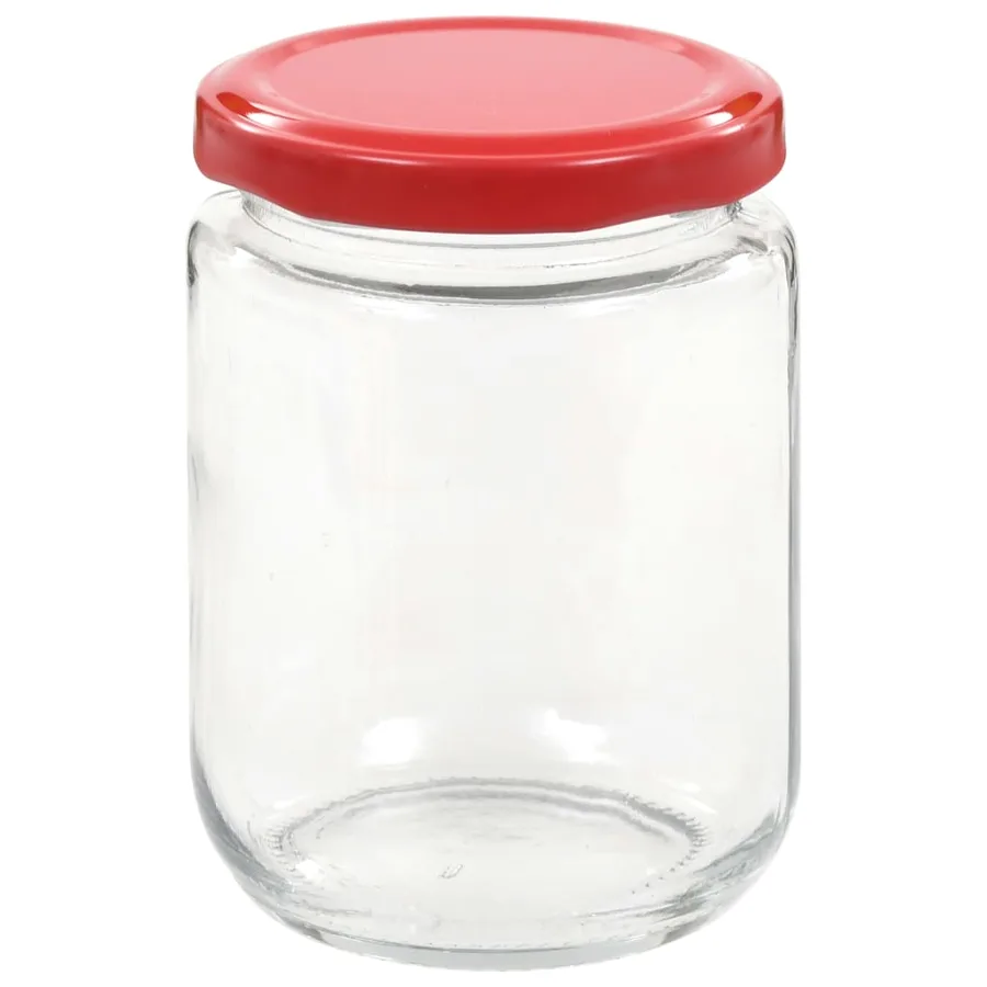 48 pcs Pots à confiture avec couvercle rouge Verre 230 ml - 4