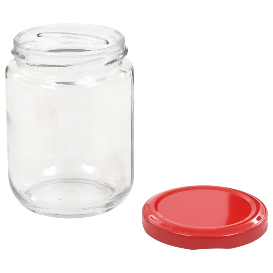 48 pcs Pots à confiture avec couvercle rouge Verre 230 ml - 5